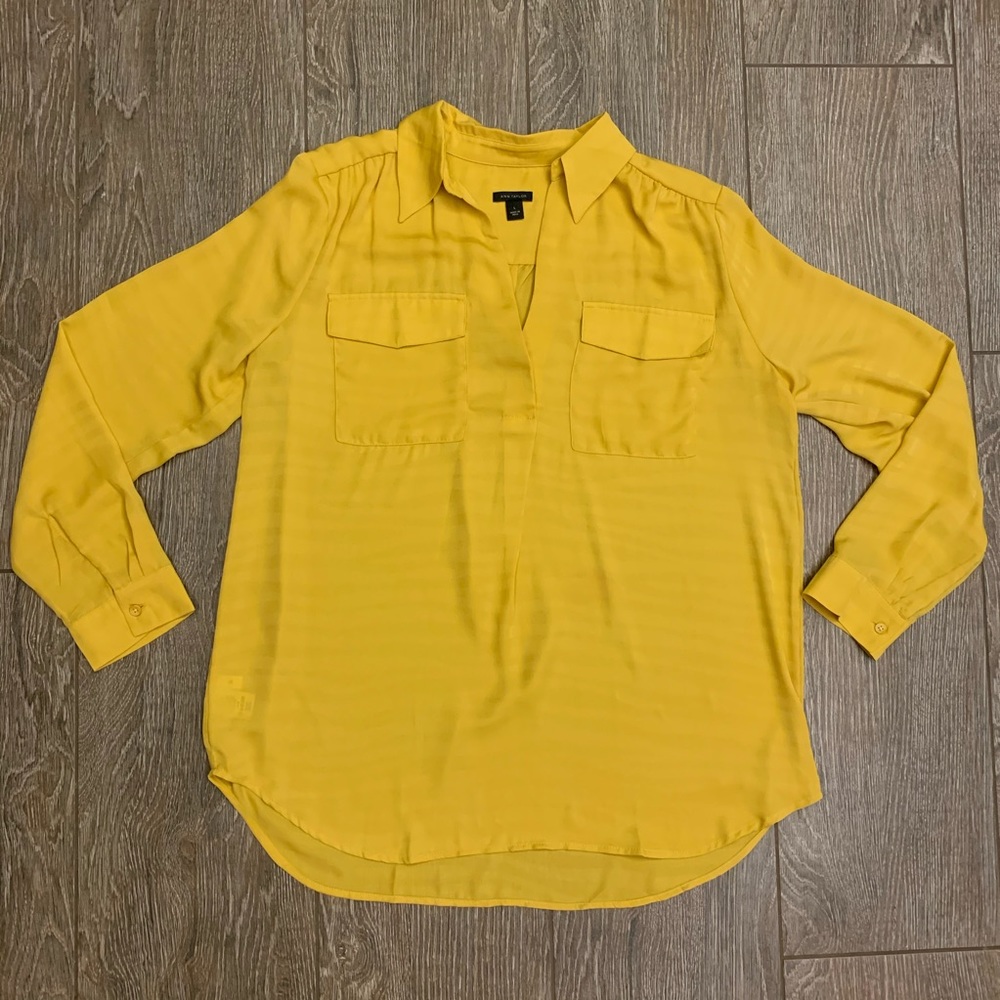 Ann Taylor Yellow Blouse Understated Animal Print